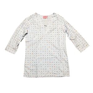 Castaway Nantucket Island‎ Shirt Women's Tunic Top Size Xs Blue Flag All Over